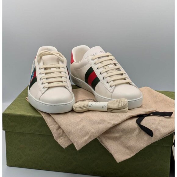 Gucci X White Men’s Leather Freya Hartas Ace Embroidered Leather Sneakers UK6.5 - Picture 10 of 11